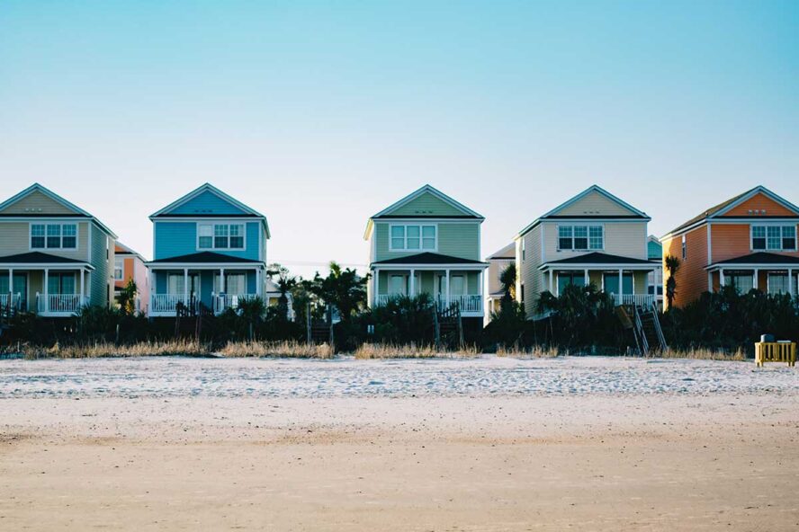 A row of similar vacation rental business houses